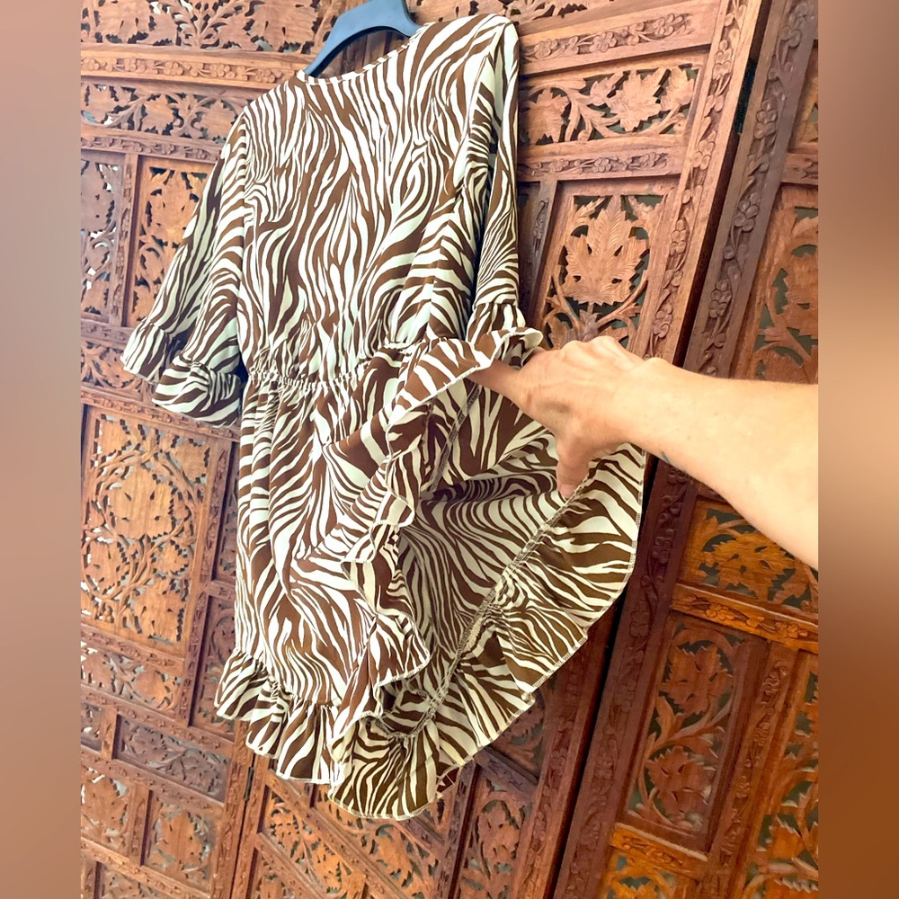 Zebra Print Romper Open W Knot Tie Classy Dressy … - image 8